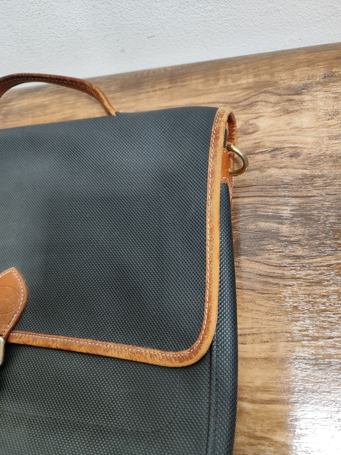 Malette porte document Longchamp vintage en cuir noir et marron - photo numéro 5