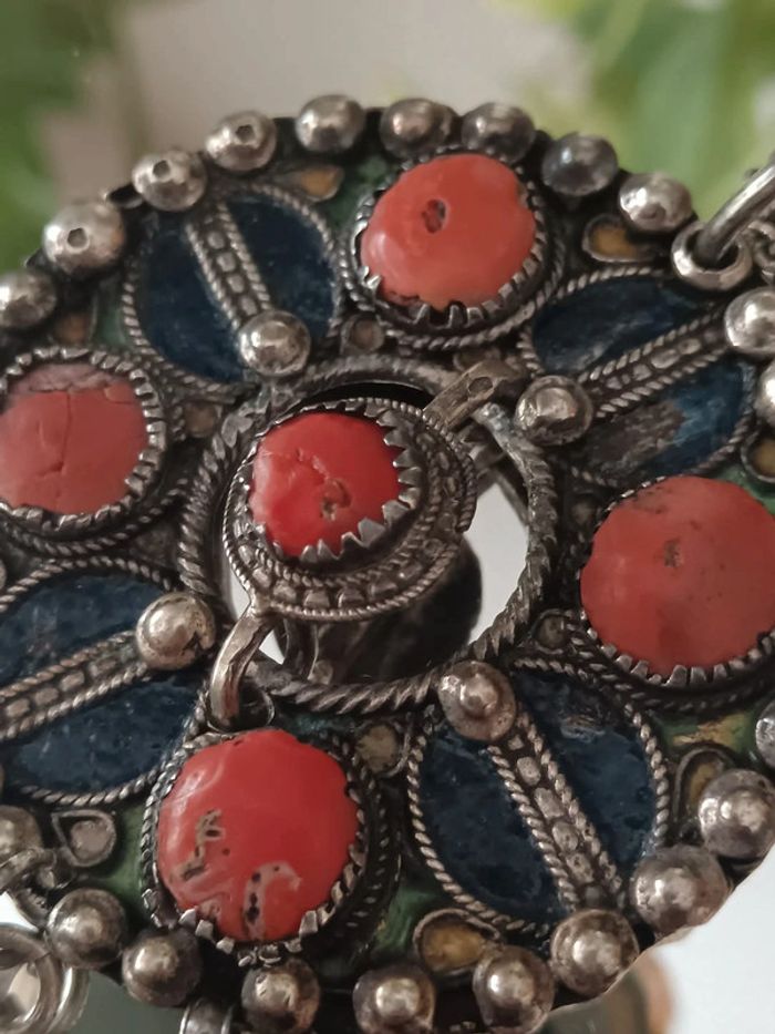 Collier berbère email et corail - photo numéro 3