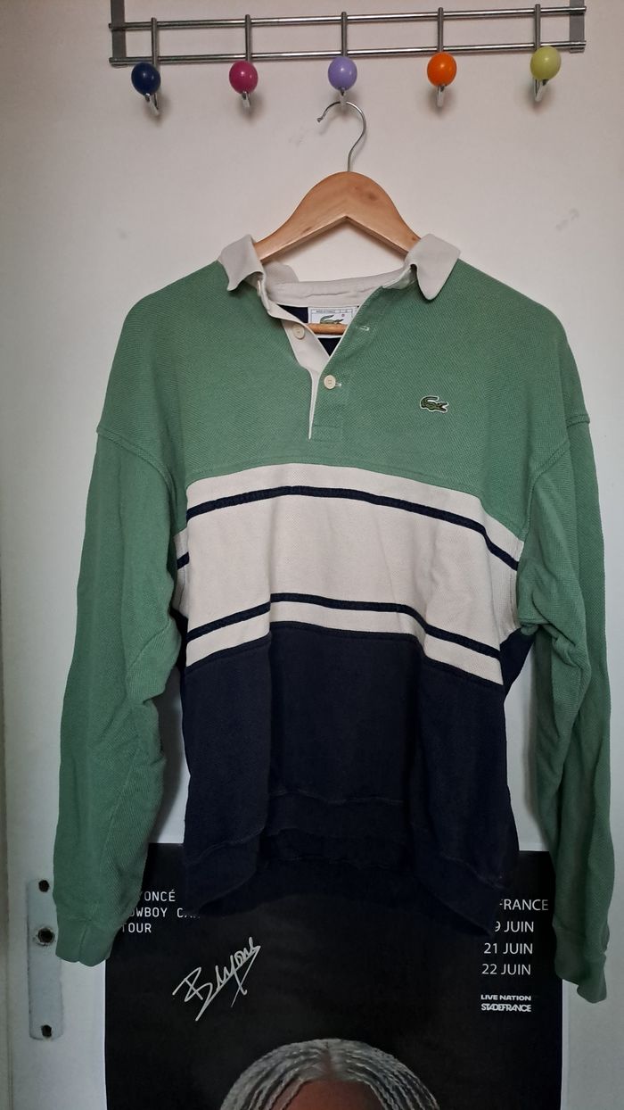 Pull Lacoste vert et bleu vintage - photo numéro 2