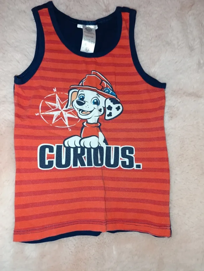 T shirt débardeur marcel pat patrouille, paw patrol curious