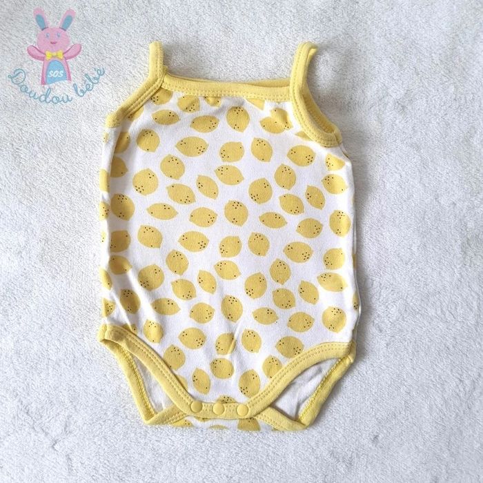 Body bretelles citrons jaune bébé fille 3 mois