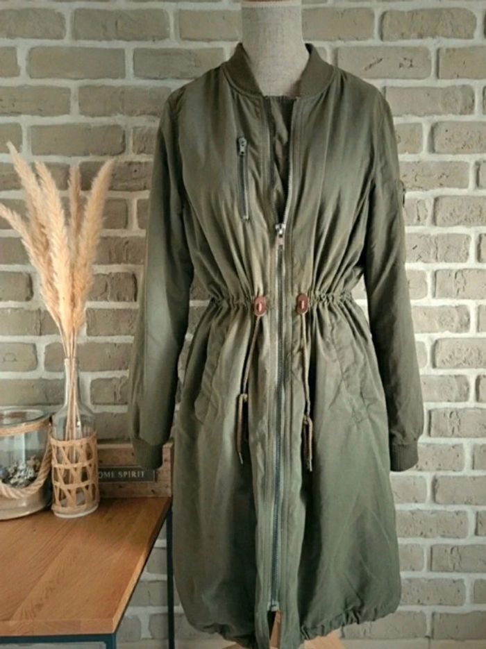 Parka longue kaki Stradivarius S 36 - photo numéro 2