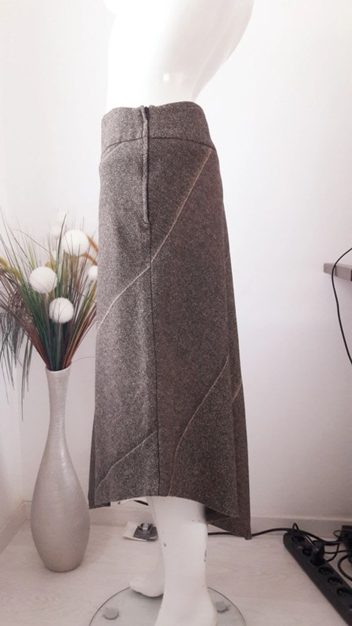 Jupe asymétrique marron chiné - photo numéro 2