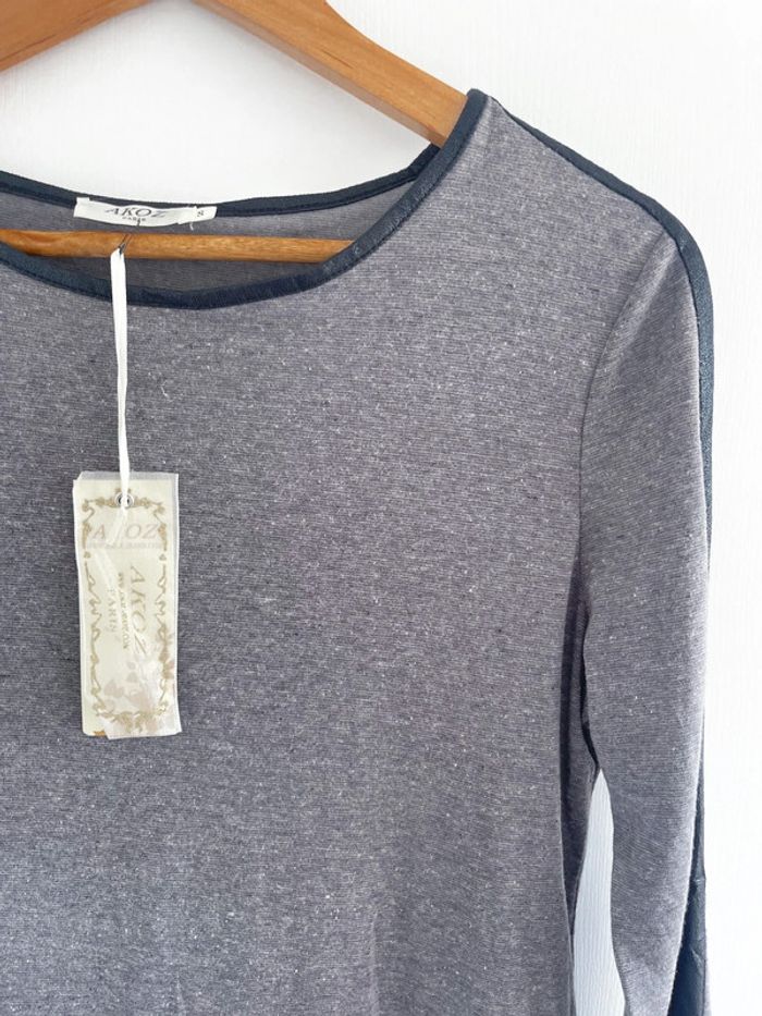 🌟 Haut manches longues gris et noir sur les bras neuf avec étiquette - photo numéro 8