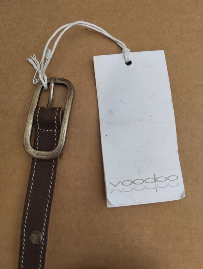Neuve Ceinture Voodoo marron foncé taille 80 cuir véritable de vachette - photo numéro 2