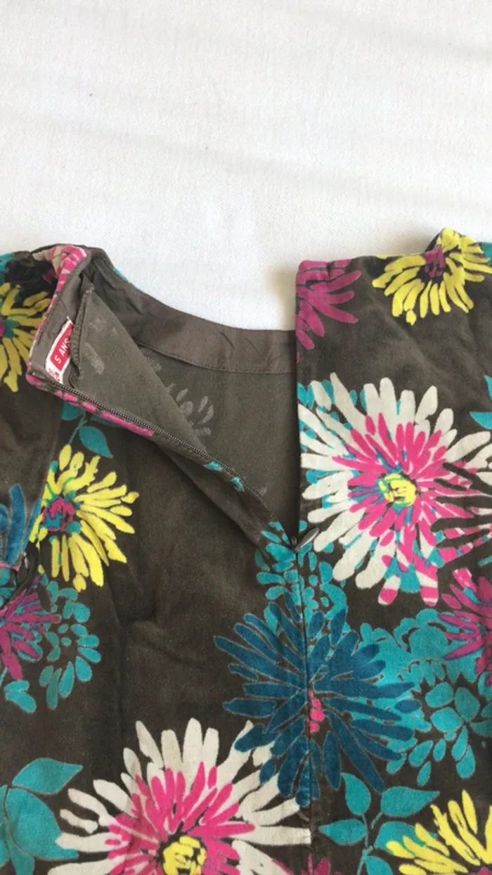 Robe manches courte marron à fleurs de chez DPAM 5 ans - photo numéro 4