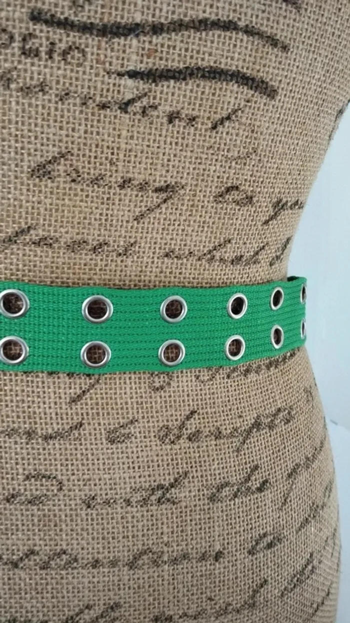 superbe Ceinture verte rond argenté 90 cm femme - photo numéro 7