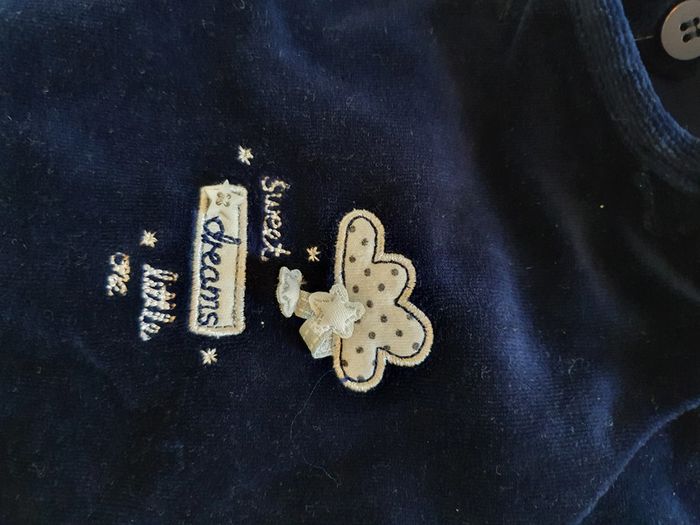 Ensemble bleu marine velours neuf sans étiquette 0-3 mois - photo numéro 3