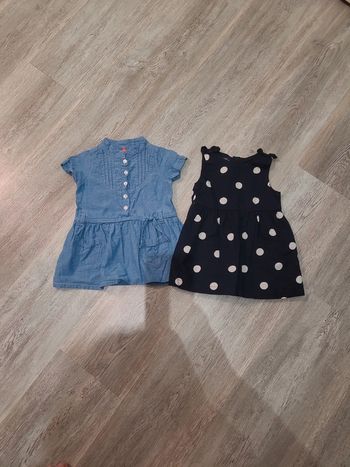 Lot 2 robes jean et bleu marine à pois blanc