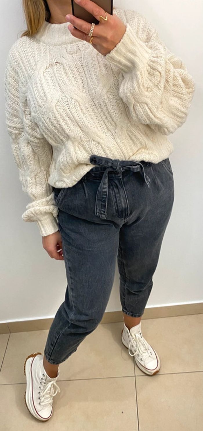 Superbe Pull Crème Torsadée Taille 38 - photo numéro 3