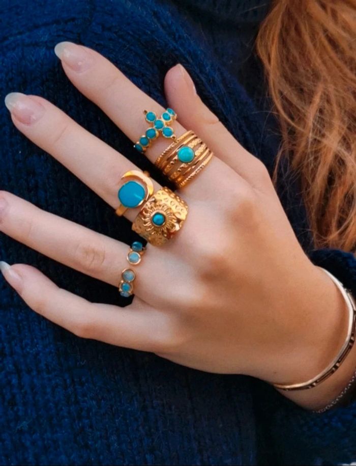 A35 lot de 5 bagues ajustables acier inoxydable doré or - photo numéro 3