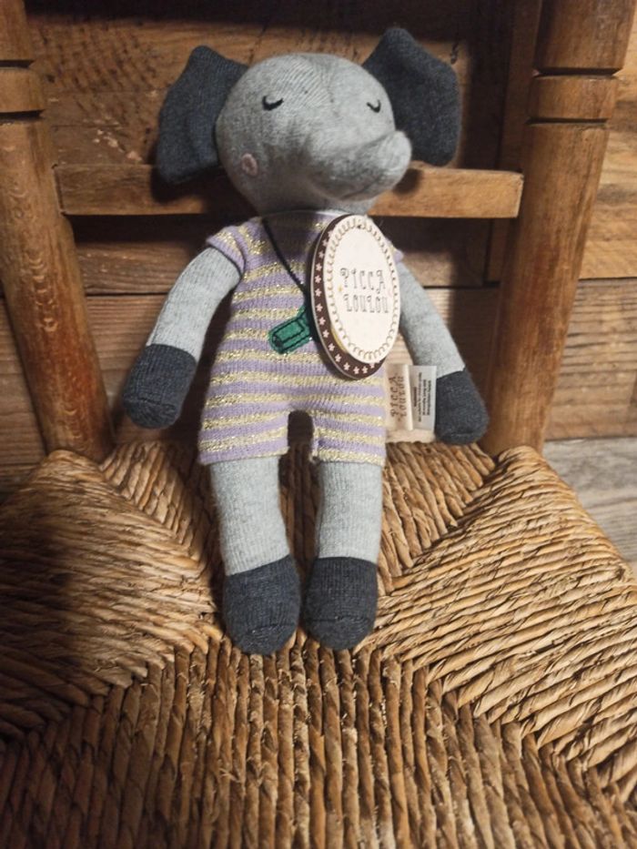 Peluche éléphant Elliot picca loulou neuf - photo numéro 2