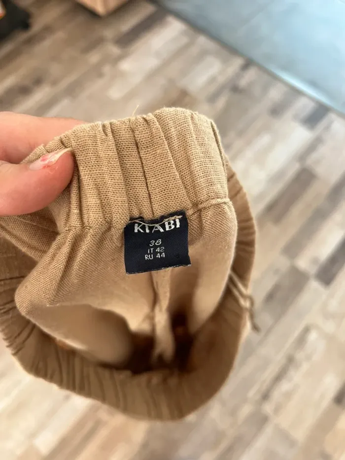 Pantalon beige t38 Kiabi - coupe large - photo numéro 3