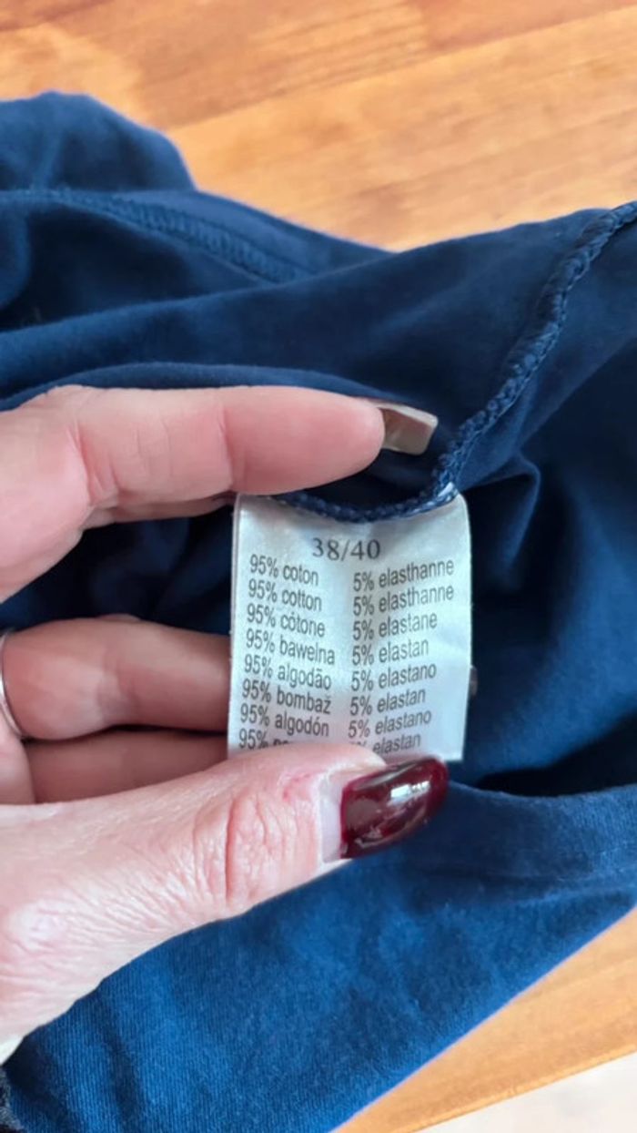 👕  tee shirt col rond bleu marine taille 38 40 m l - photo numéro 4