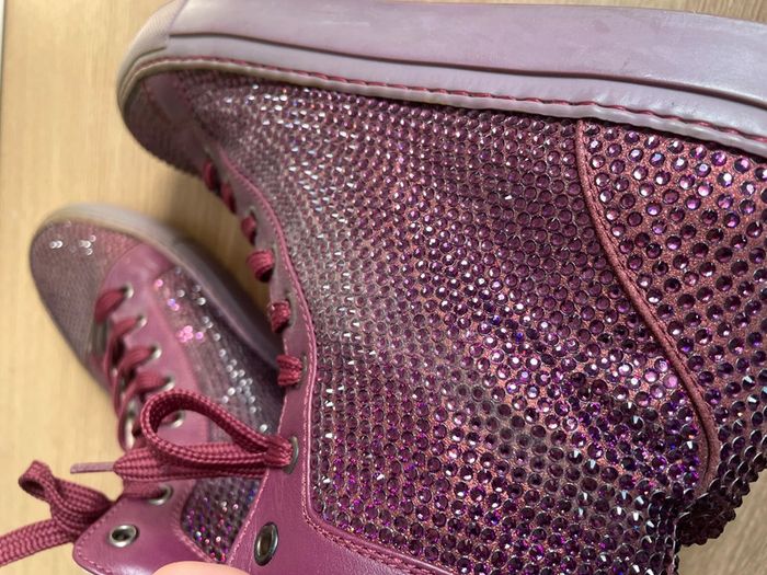Baskets montantes Le Silla bordeaux à strass - photo numéro 9
