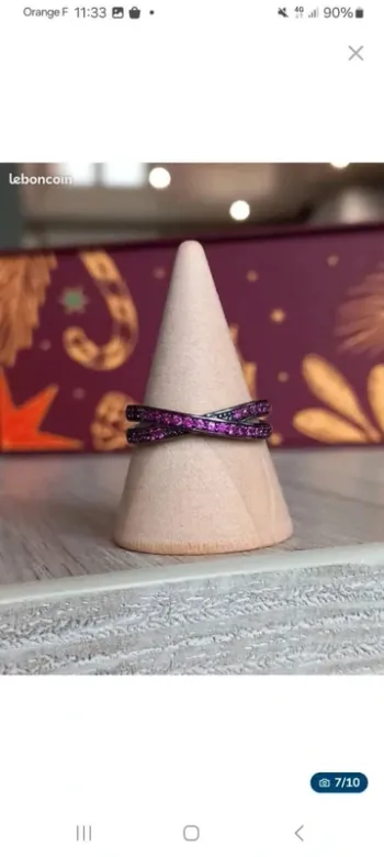 Bague acier noir et rose  taille 57