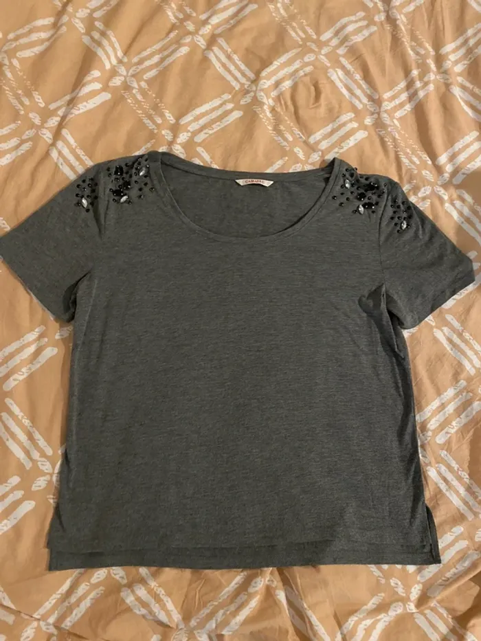 TEE shirt gris Camaïeu taille M - photo numéro 6
