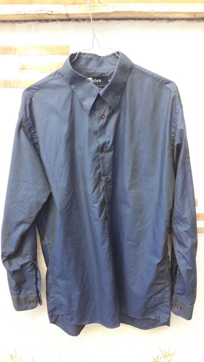 Très belle chemise homme marine irisé vert