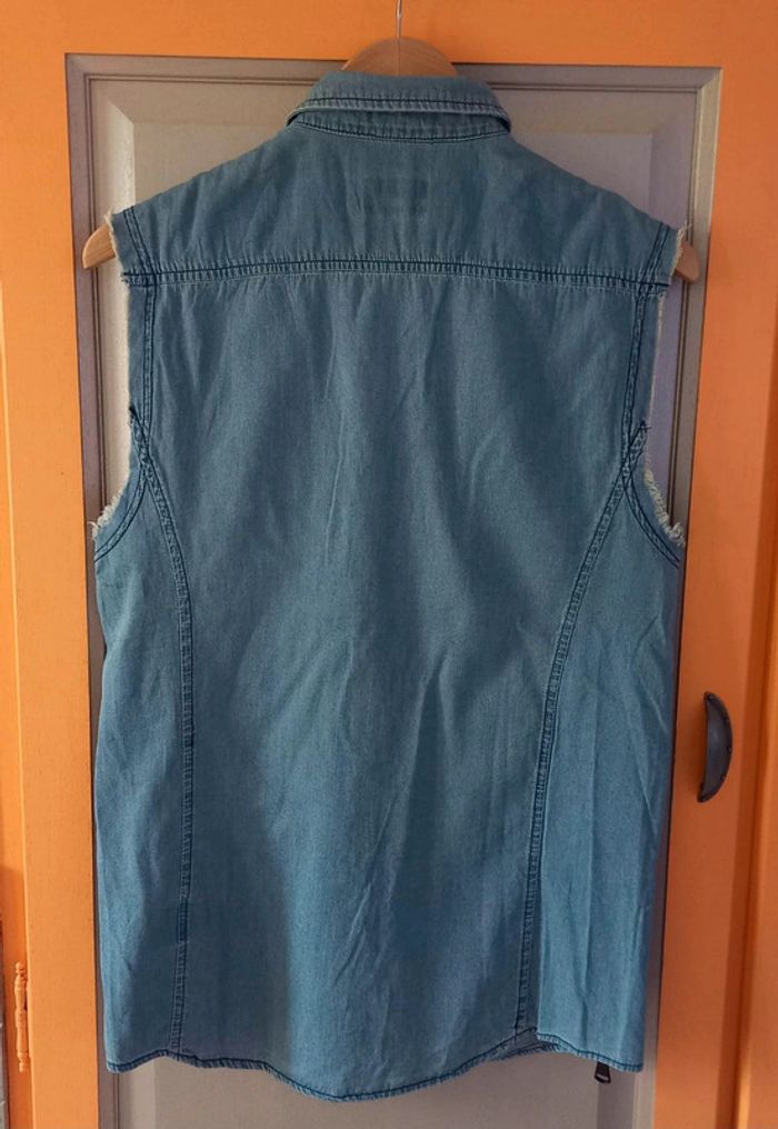 chemise jean sans manches - S - photo numéro 2