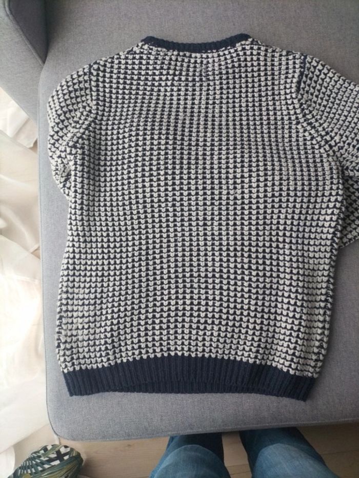 Pull en maille marine et blanc - photo numéro 5
