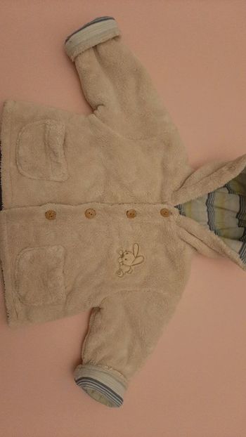 Veste bébé 6 mois beige brodé garçon