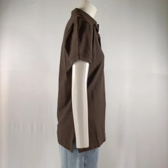 Polo marron slim fit Ralph Lauren en coton stretch, logo vert brodé, taille M homme A1197 - photo numéro 5