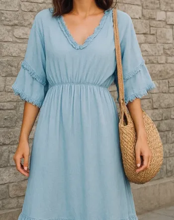 Robe bohème en lin Taille Unique