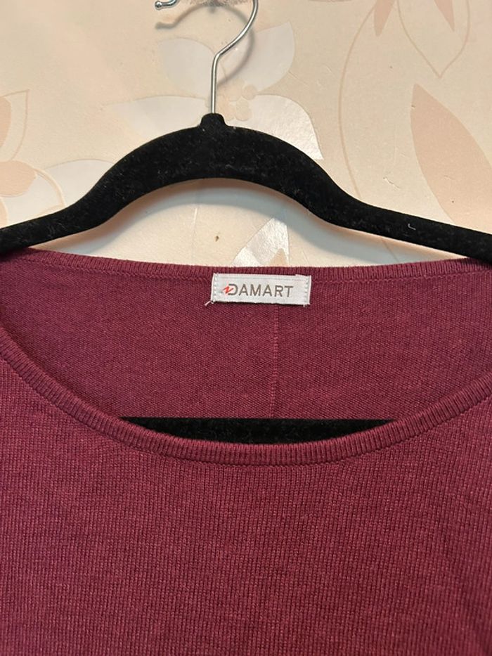 Petit pull bordeaux boutons brillants au dos - photo numéro 3