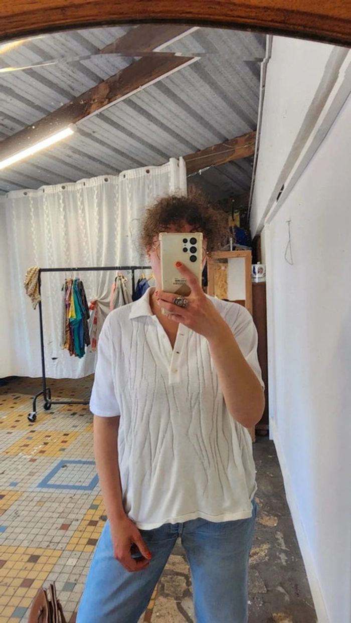 Joli petit tee shirt coloré polo en maille coton made in France - photo numéro 3