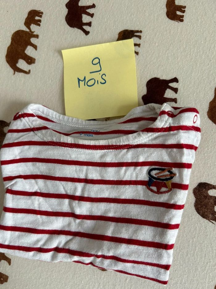 Tee-shirt marinière 9 mois - photo numéro 2
