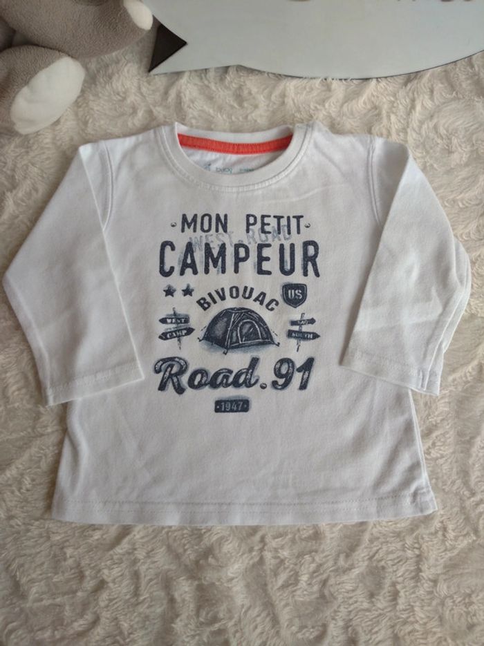 Ensemble (tee shirt manches longues+pantalon) Garçon 6 mois Campeur Gémo - photo numéro 3