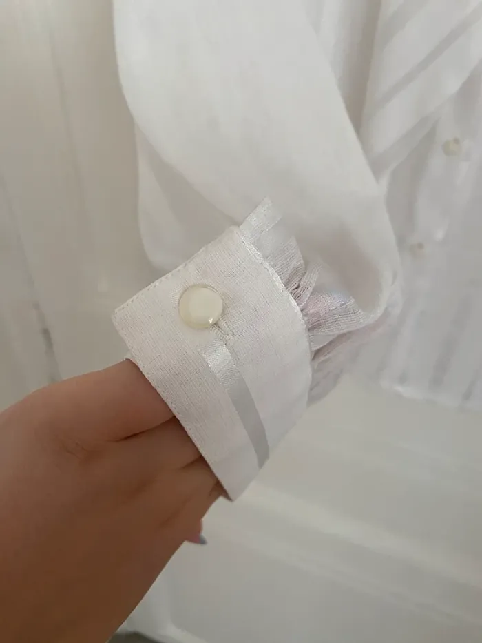 Chemisier vintage blanc avec col lavallière - photo numéro 7