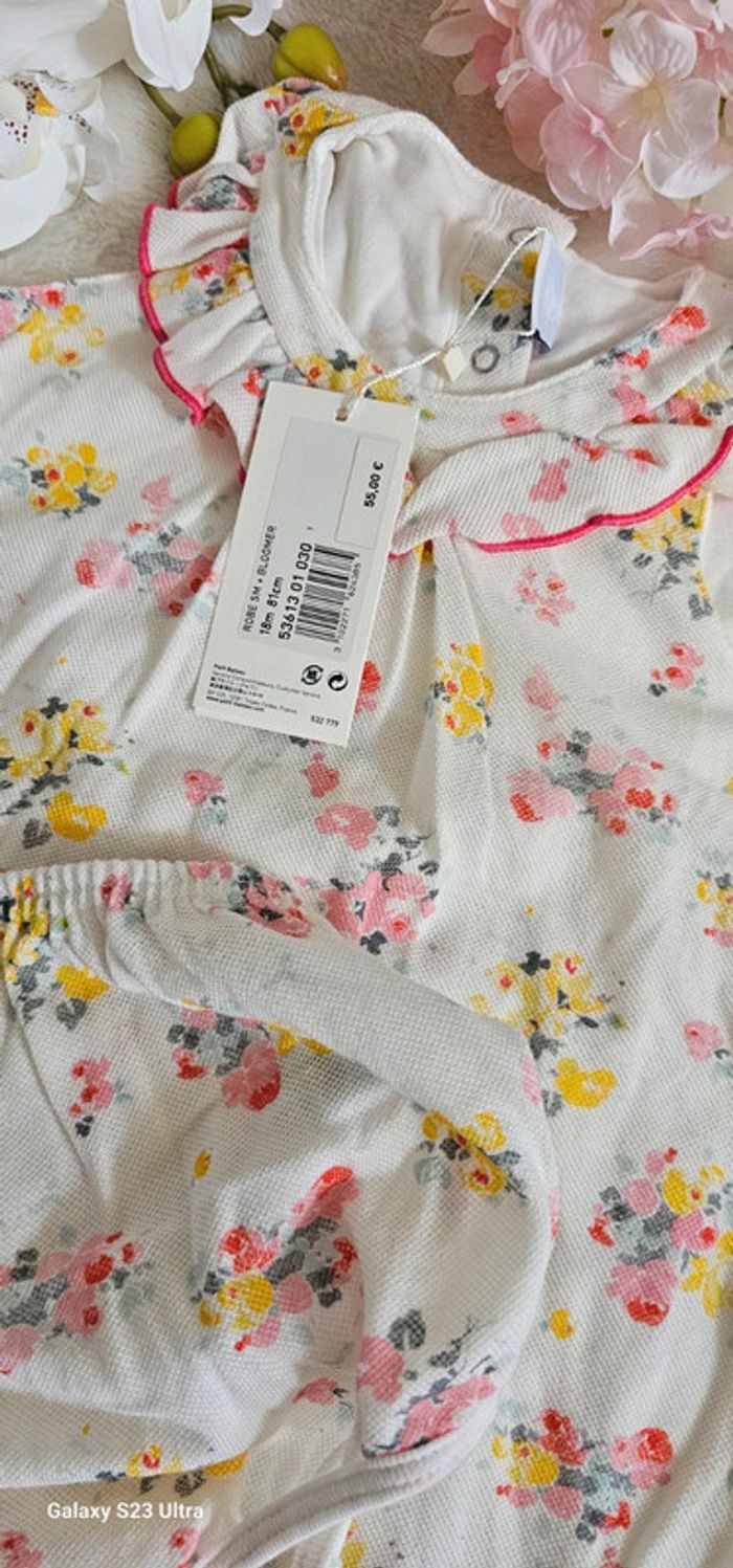 Ensemble Liberty Robe Gilet Bloomer 100% coton Petit Bateau Taille 18 mois - photo numéro 4