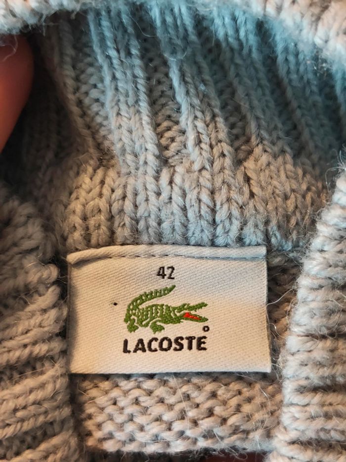 Pull sans manches Lacoste gris, col roulé, maille douce, taille 42, idéal pour la mi-saison - photo numéro 3