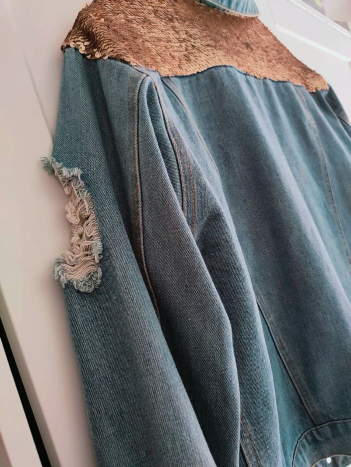 Veste en jean sequin or eight paris taille M L 40 42 neuf - photo numéro 7