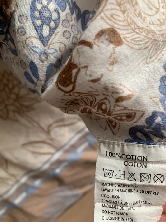 Robe tunique fleurs marrons bleu crème L - photo numéro 8