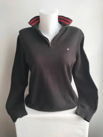 Pull Femmes Col Zippé 100% Coton - Tommy Hilfiger - Taille L