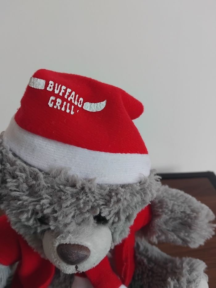 Peluche Ours gris Noël Buffalo grill - photo numéro 6