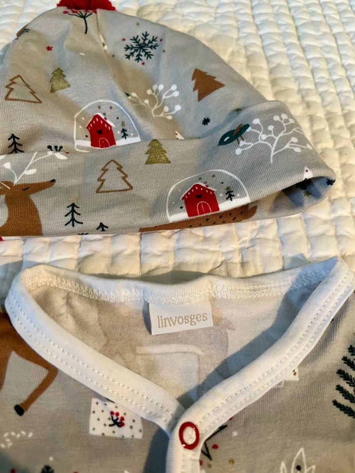 Ensemble NEUF pyjama léger + bonnet Linvosges 6 mois - photo numéro 2