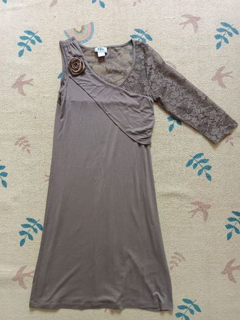 Robe cérémonie beige dentelle 36/38 bonprix