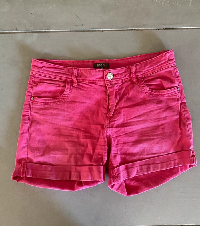 short en jeans GDM fuschsia taille 38 - photo numéro 12
