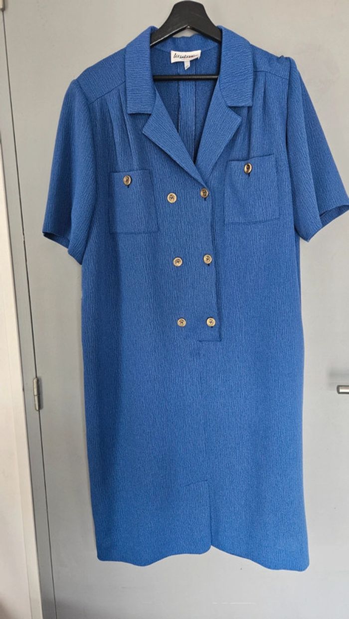 Robe vintage bleu roi Lautrec T50- Made in France