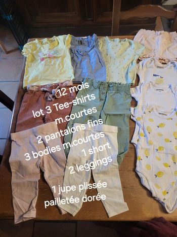 Lot vêtements printemps été fille 12 mois
