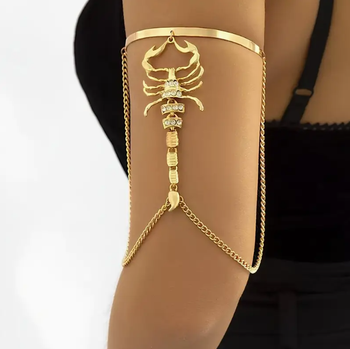 Bracelet de bras bijou anneau *Neuf * scorpion 🦂 doré or chaîne strass