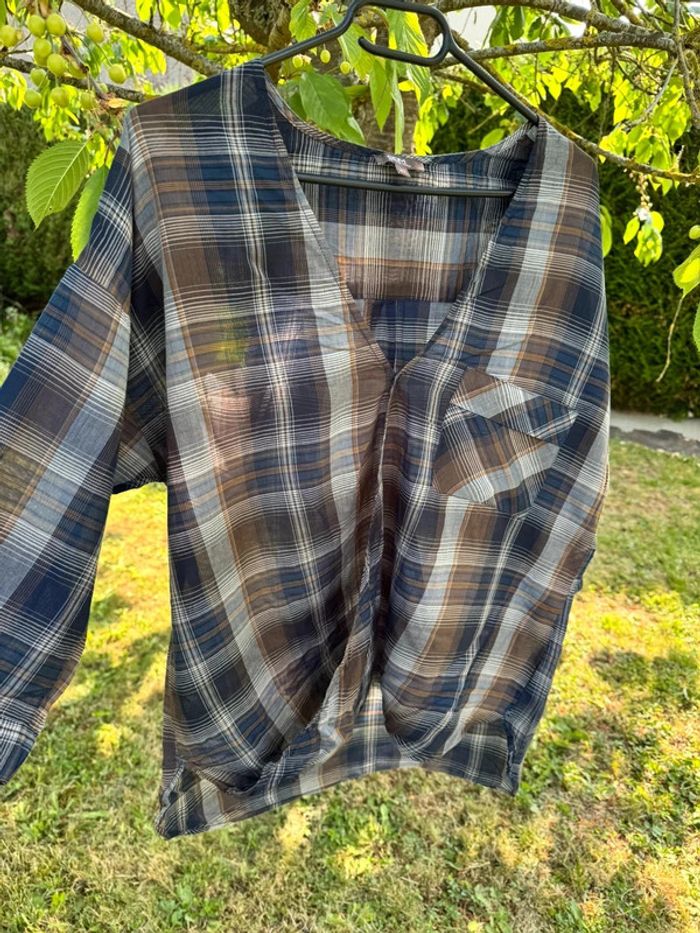 Blouse 3/4 à carreau || grain de malice || XL - photo numéro 2