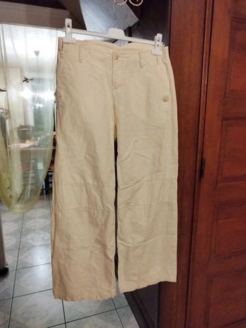 Pantalon droit blanc coton Ikks vintage M/38