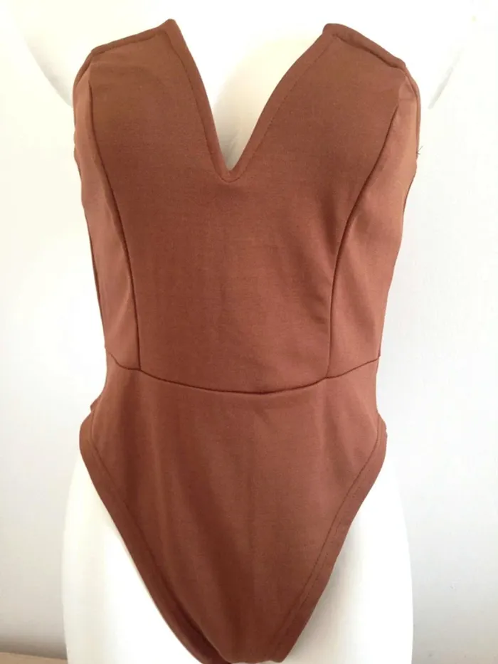 Bodie bustier col V classique marron 38 Shein - photo numéro 2
