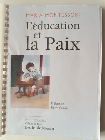 Livre L'éducation et la paix Maria Montessori éducation pédagogie