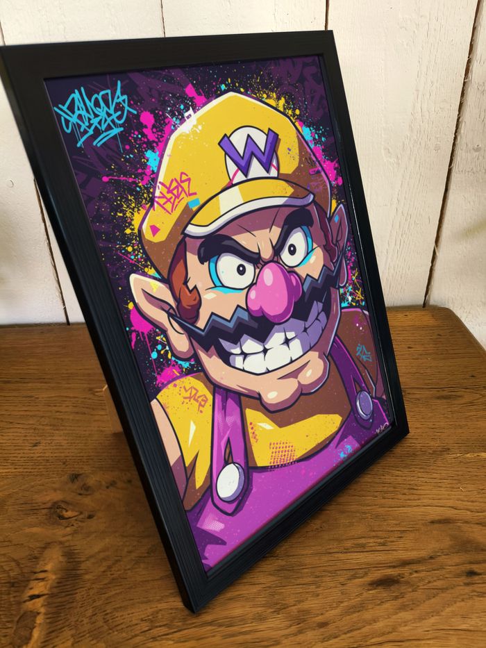Affiche poster A4 (21×29,7 cm) Wario Mario Nintendo art mural street art coloré déco chambre gamer - photo numéro 2