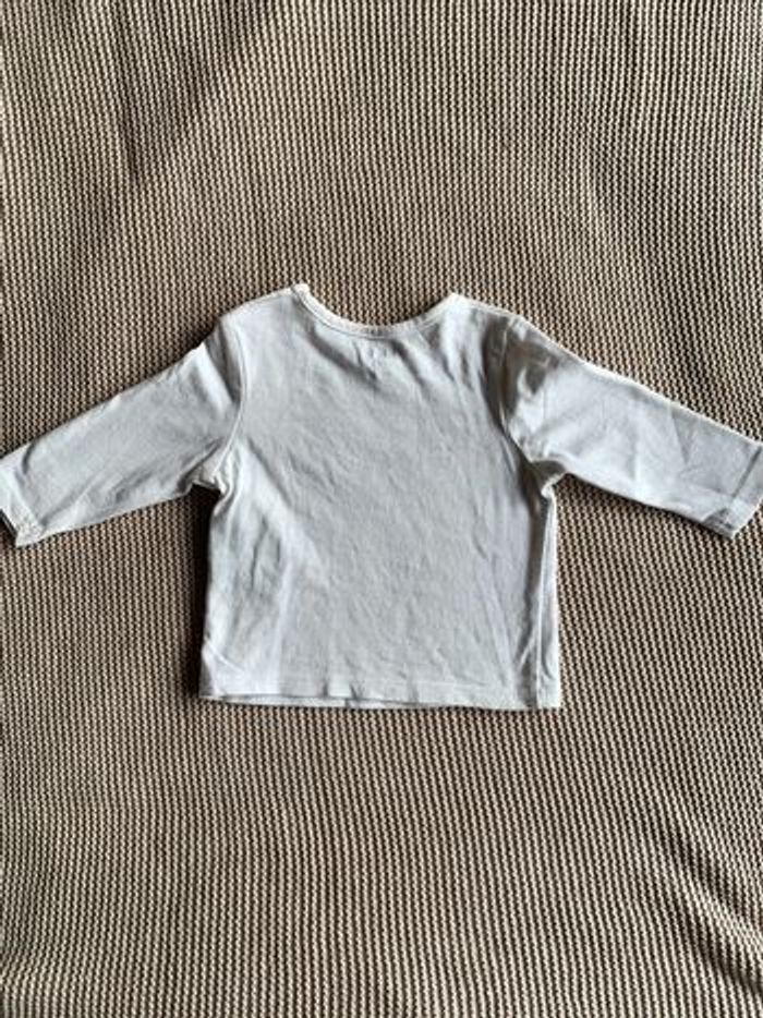 T-shirt manches longues blanc kiabi 1 mois - photo numéro 2